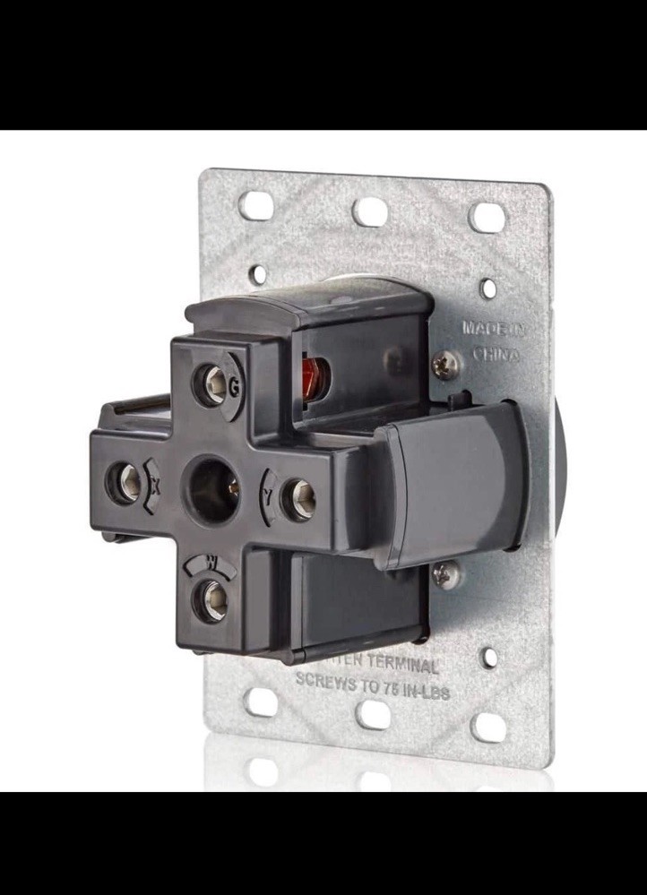 Leviton 50 Amp 125/250 Volt EV Power Outlet/Receptacle, NEMA 14-50R, Black 1450R