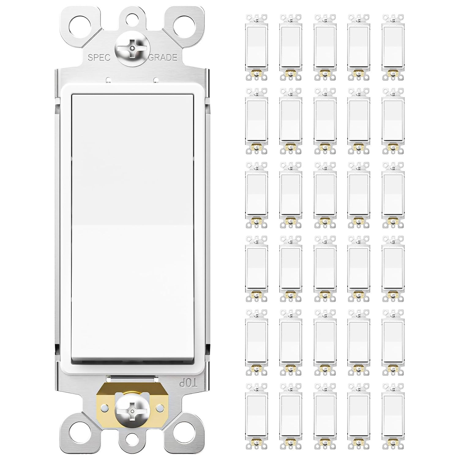 30 Pack Single Pole Light Switch with Wall Plate, UL Listed, 15A 120/277V, On/Of