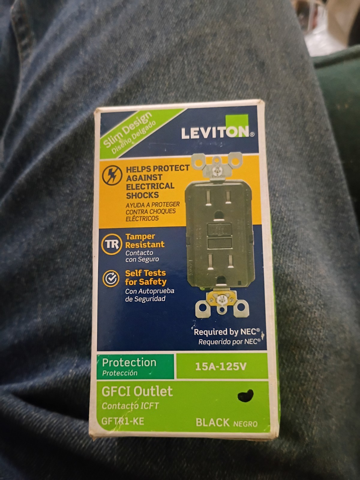 Leviton GFTR1-BK (BLACK) GFCI Outlet 15A 125V Tamper Resistant
