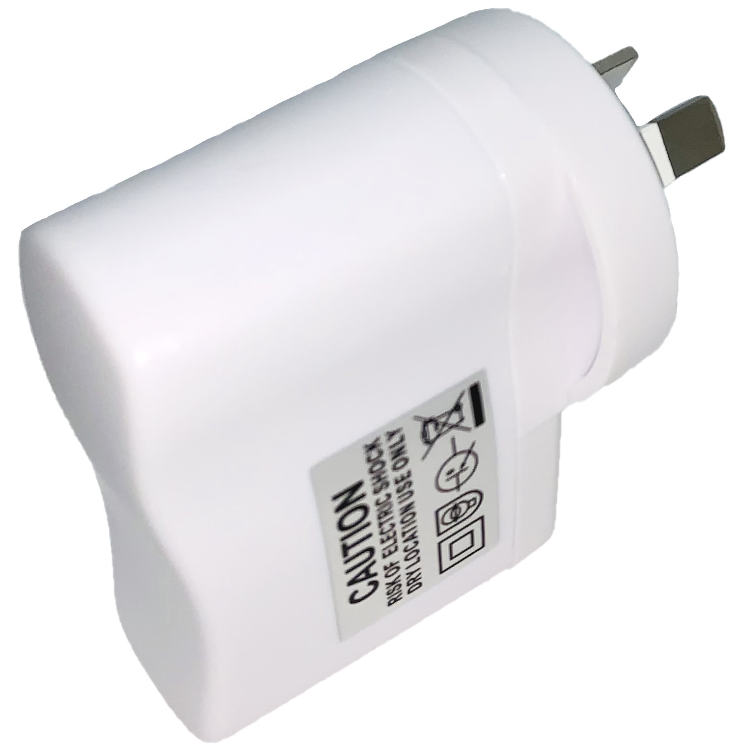 World Travel Angle USB Plug Type I AC/DC Adapter Australia New Zealand China Wht