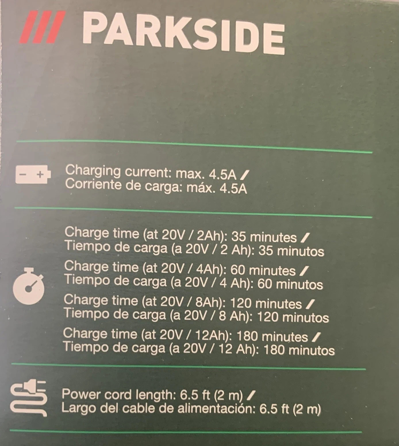 Parkside PLG 20 C3 20V 4.5A Fast Battery Charger – X20V Team Series