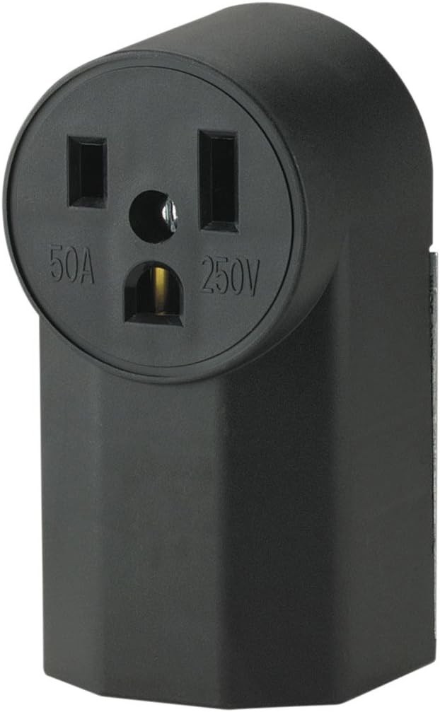 Corrosion-Resistant 50-Amp 125 Volt Power Receptacle with Adjustable Cord Clamp