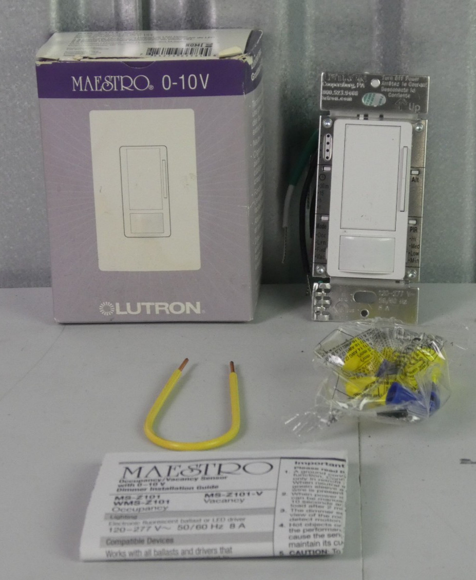 NOB Lutron Maestro White Dimmer Sensor Wall Switch MS-Z101-WH 0-10V