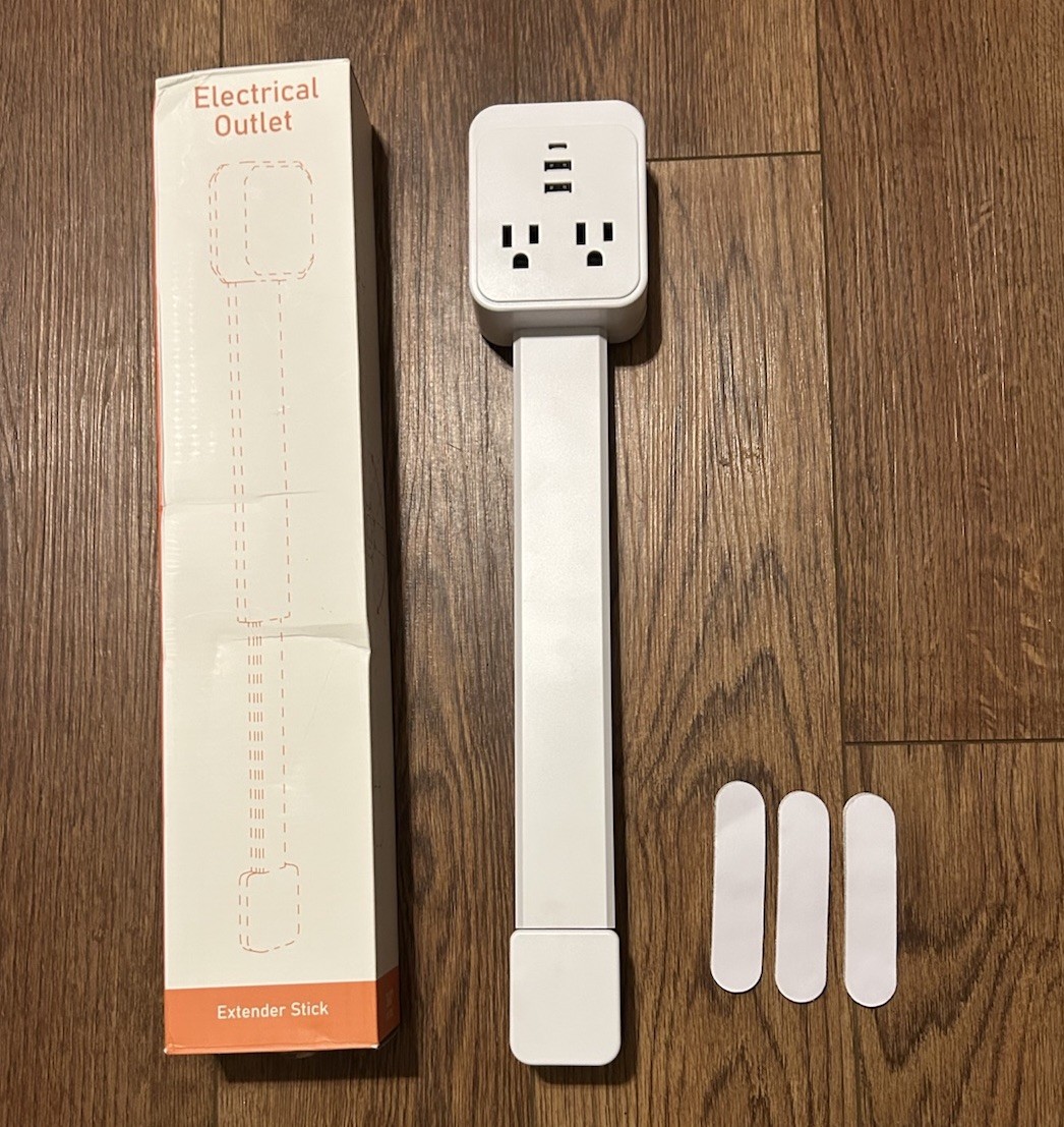 Electrical Outlet Extender Stick for Hard-to-Reach Wall Plug Areas 360 Rotating