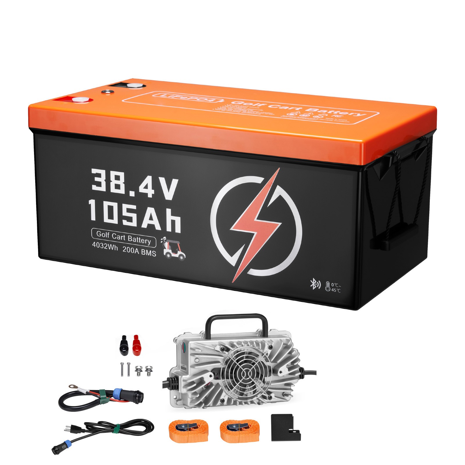 36V 105Ah Golf Cart Lithium Battery 20A Charger LCD Monitor & 4000+ Cycle