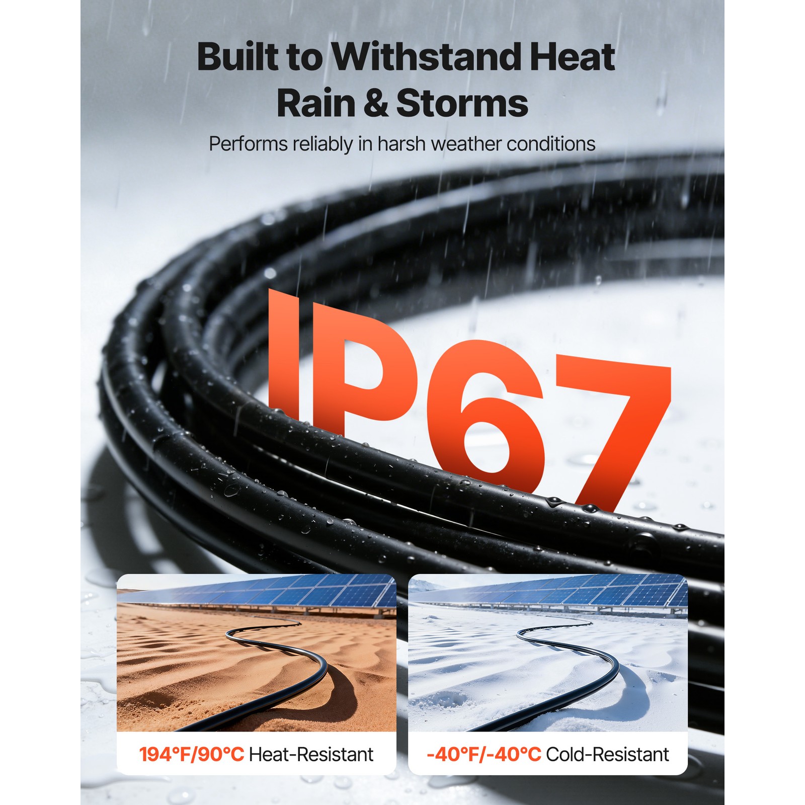 Uimoso 65 ft 10 AWG Solar Extension Cable with Connectors for Solar Panels