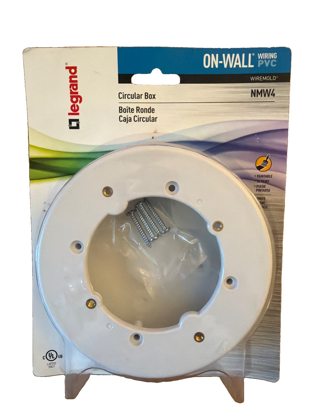 Legrand Wiremold NMW4 On-Wall PVC Circular Electrical Box White NEW SEALED USA