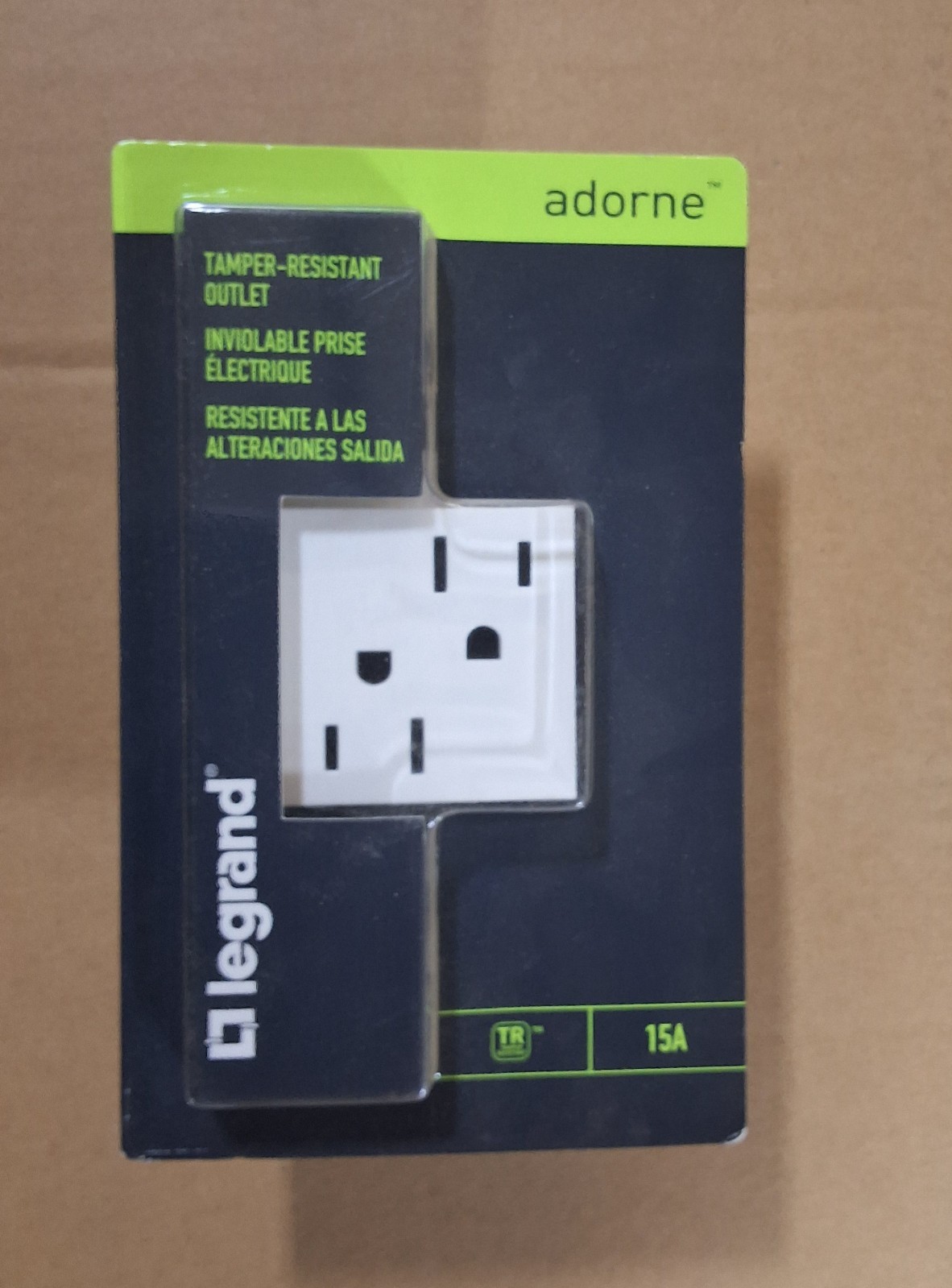 Legrand Adorne 15A Tamper-Resistant Outlet – White Finish- ARTR152W4