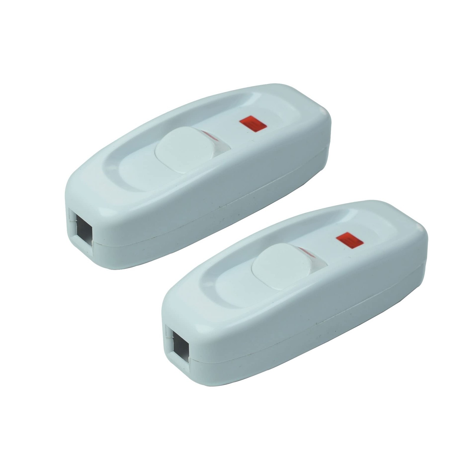 2 Pcs On/off Inline Cord Switch With Red Led Indicator For Table Lamp Desk Light