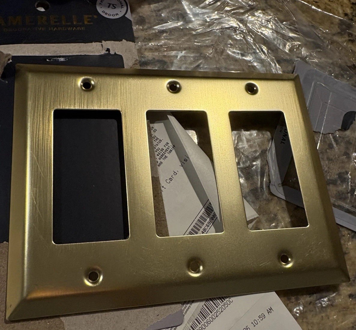 Amerelle Gold Three Toggle Wall Plate