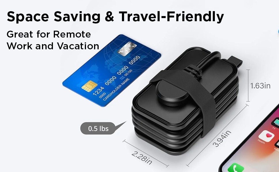 Travel Charger Power Strip Charging 3x AC, 2x USB-A QC 3.0 18w, Fast USB-C 20w