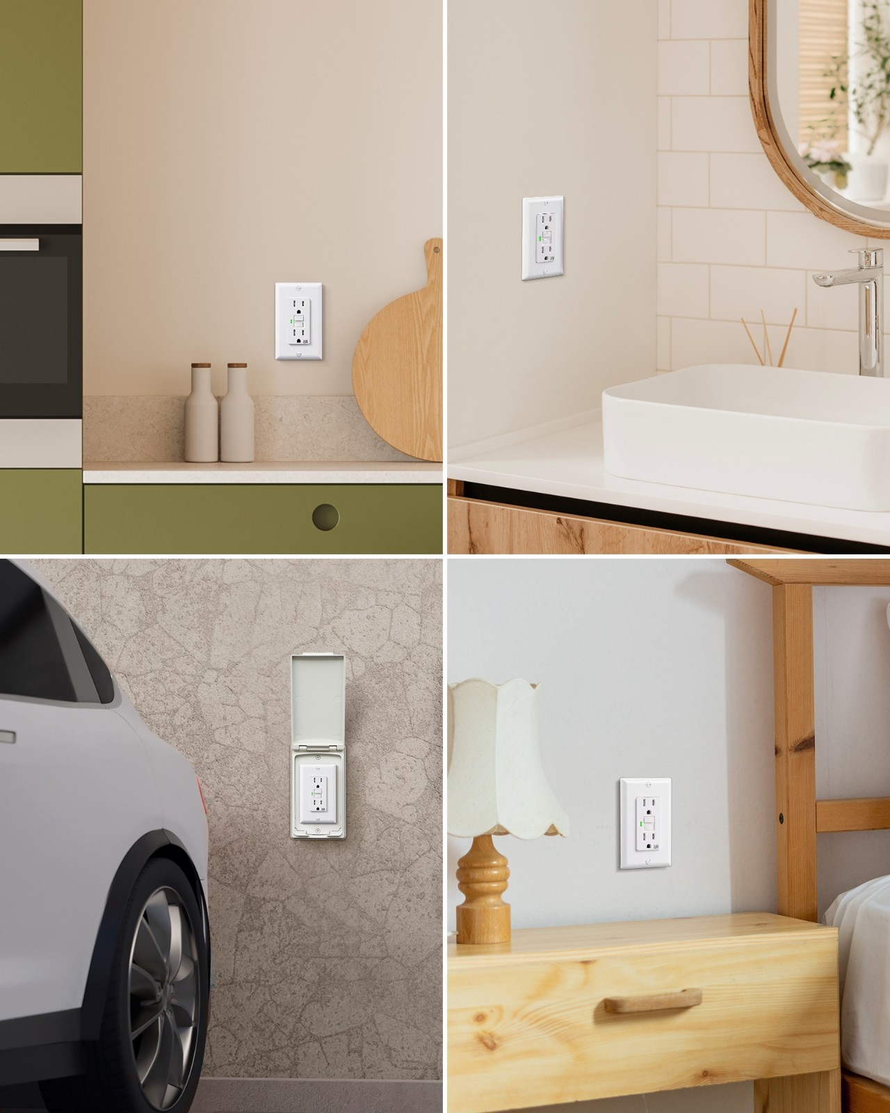 DEWENWILS 5Pc 15A GFCI Outlet Self-Test LED Indicator TR WR UL Listed Wallplate