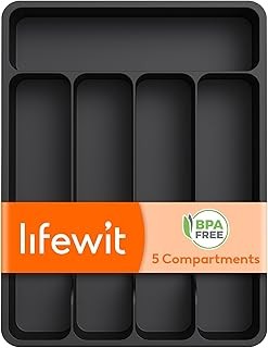 Lifewit Silverware Drawer Organizer Tray, Plastic Cutlery Storage for Kitchen, F