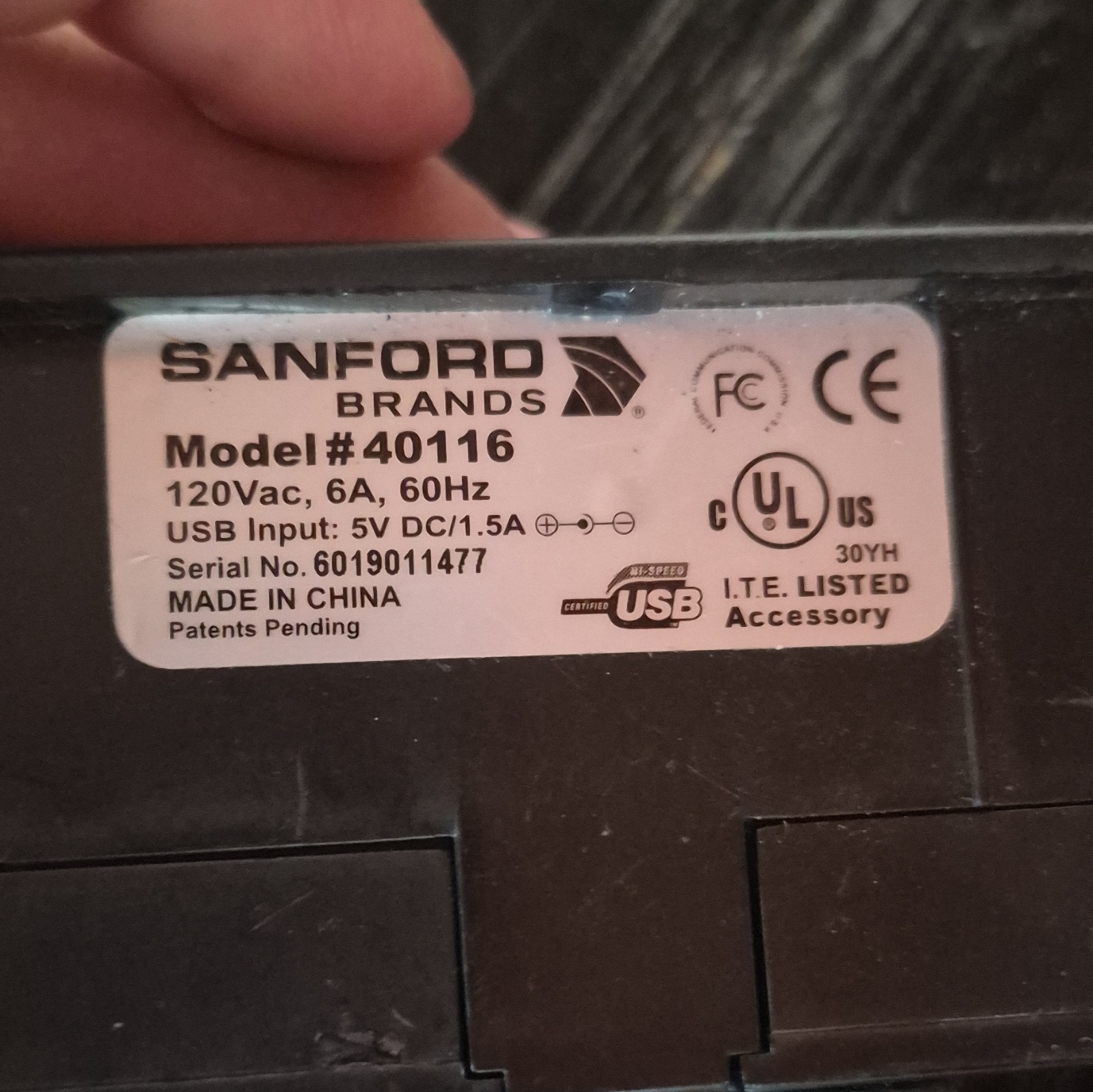 Sanford Brands 40116 Power Strip USB Port Black United States Plug