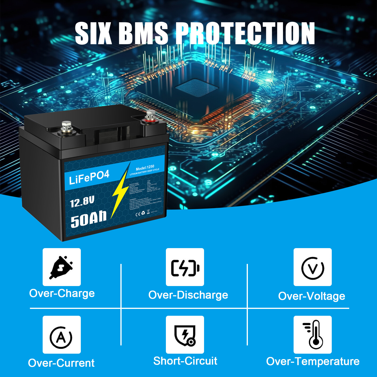 12V 10Ah 30Ah 50Ah BMS LiFePO4 Lithium Battery with Charger for RV Marine Lot