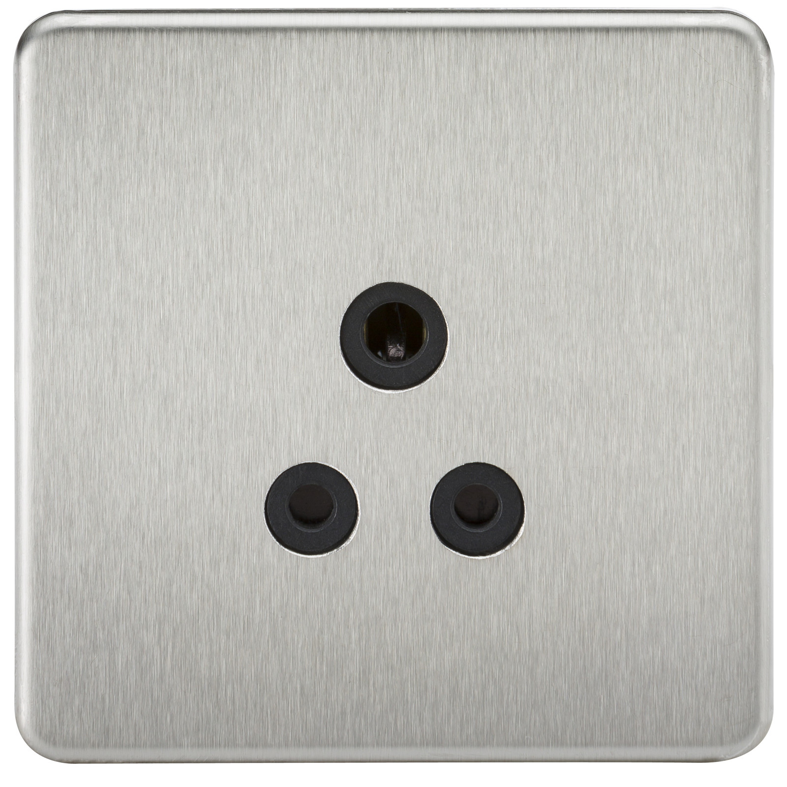 Screwless 5A Unswitched Socket – Brushed Chrome with Black Insert