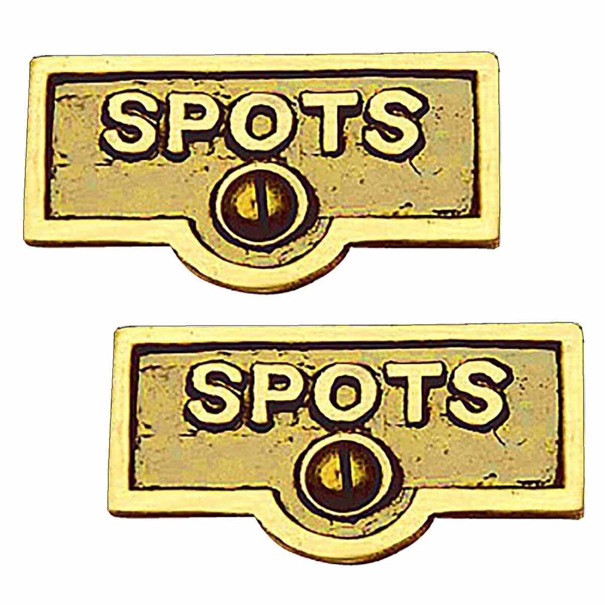 Switch Plate Tags “SPOTS” Name Sign Labels Lacquered Pack of 2 Renovators Supply