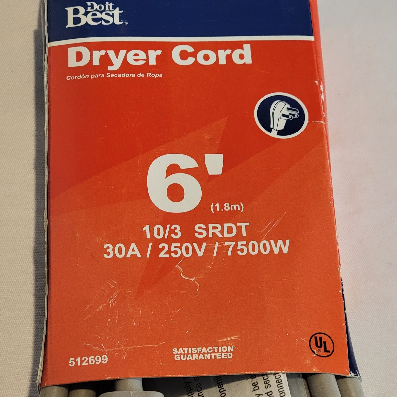 Do it Best 6 Ft. 10/3 30A 250V 7500W Dryer Cord DRC-SRDT-103-6