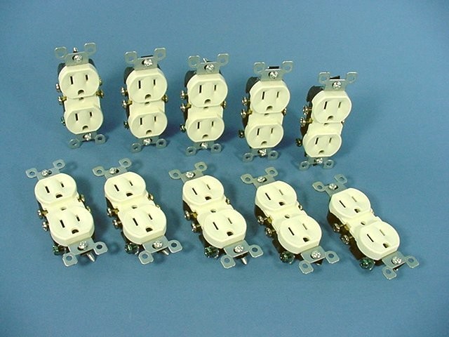 Leviton 5320-AMP Residential Almond Duplex 15A Receptacle Outlets 5-15R 10pk