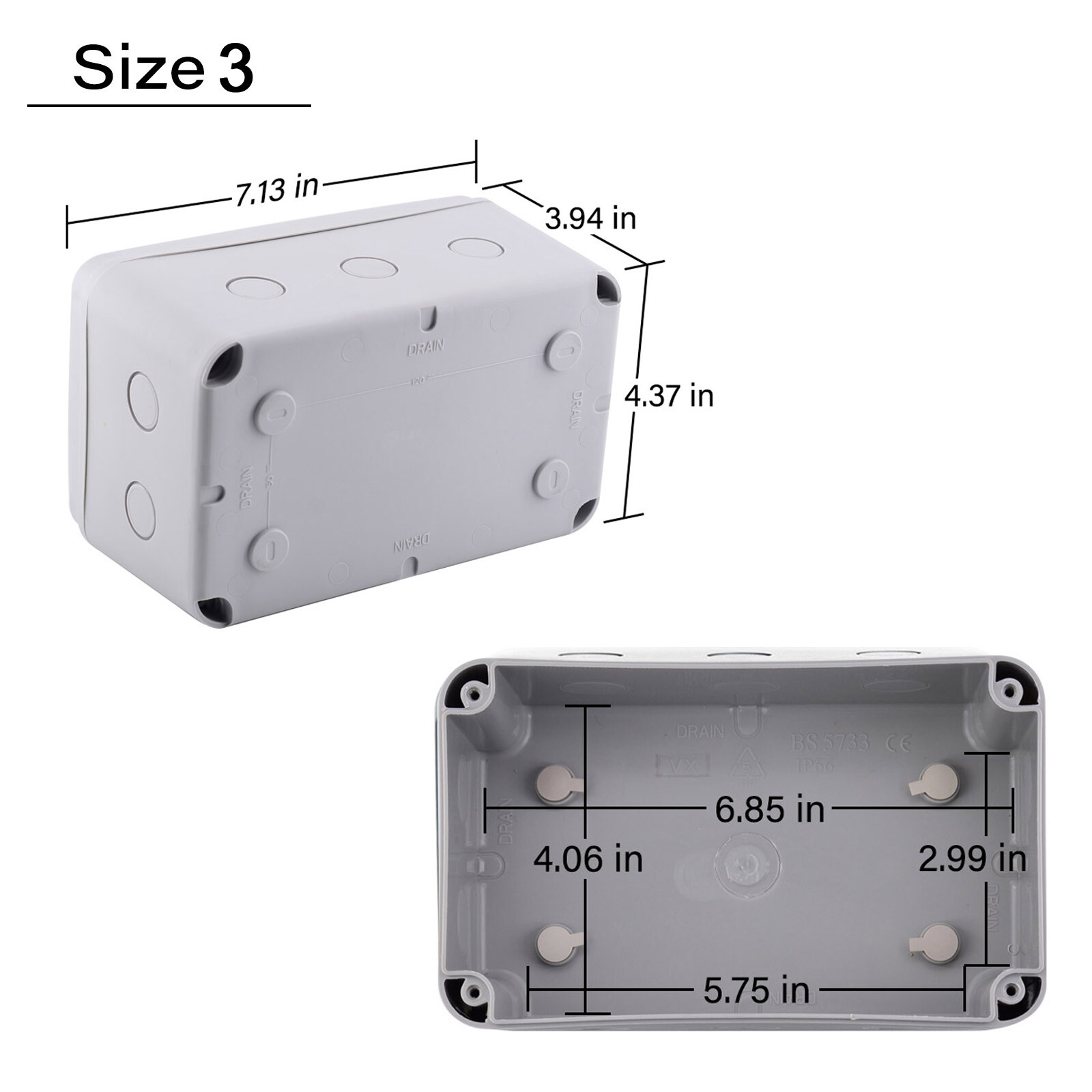 Universal Junction Box ABS Plastic Waterproof Electrical Project Enclosure White