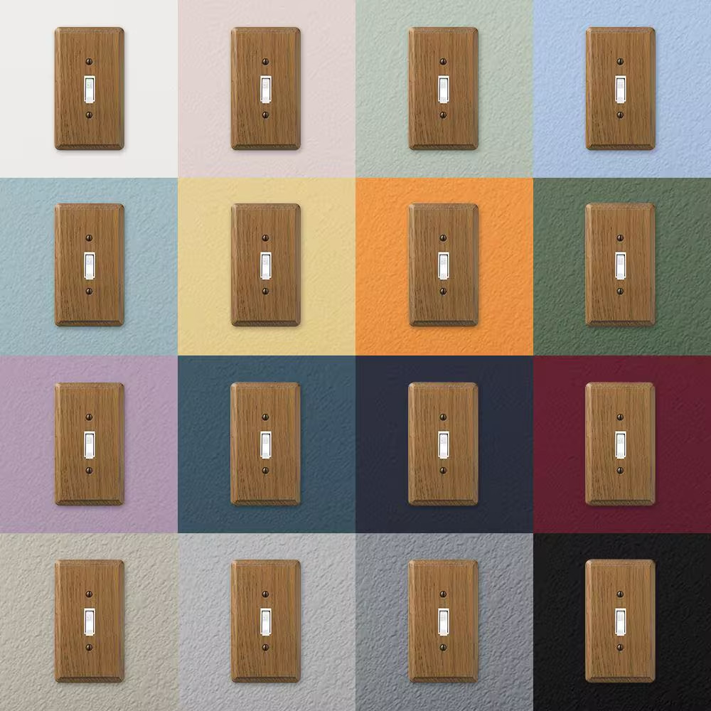Contemporary 1 Gang Duplex Wood Wall Plate – Medium Oak