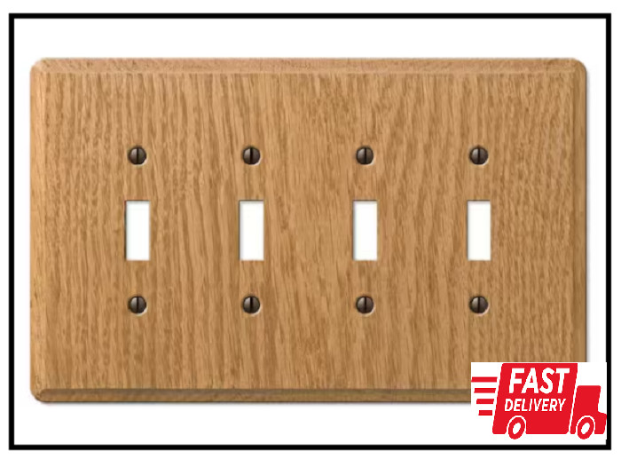 AMERELLE Wall Plate Switch 4 Gang Toggle Cover Screws Traditional Genuine Wood