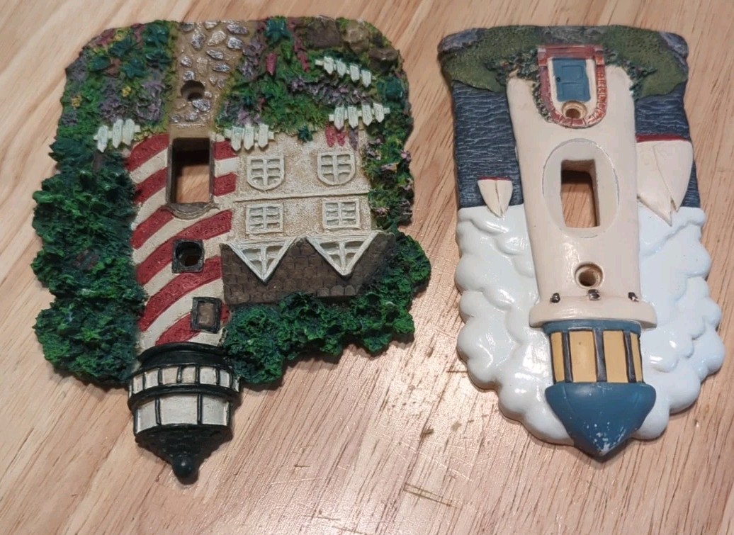 Lot 2 Lighthouse Wall Switch Covers Resin 1 Transfar Intl Corp & 1 Unbranded