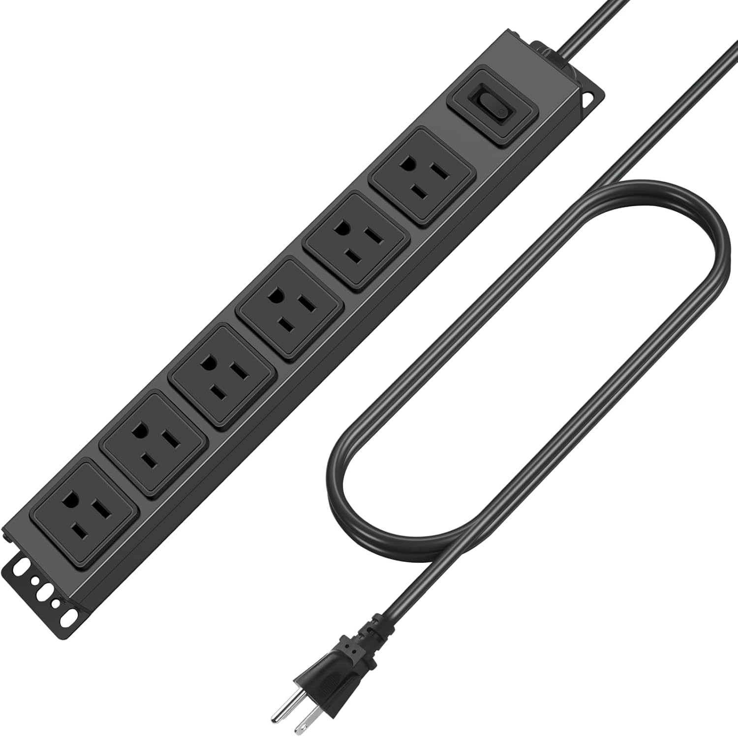 Wall Mount Magnetic Power Strip, under Desk 6 Outlet Mountable Socket, Metal Lon