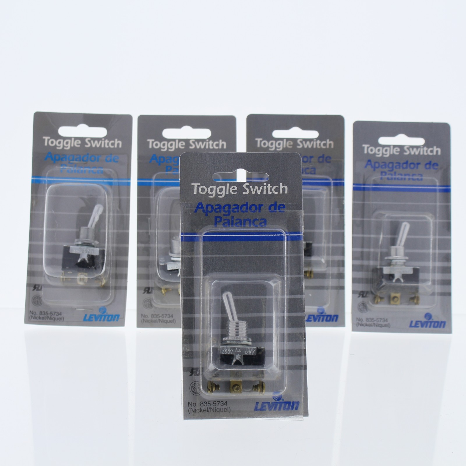 Leviton 5734 Single Pole Double Throw Heavy Duty Toggle Switches ON-OFF-ON 5pcs