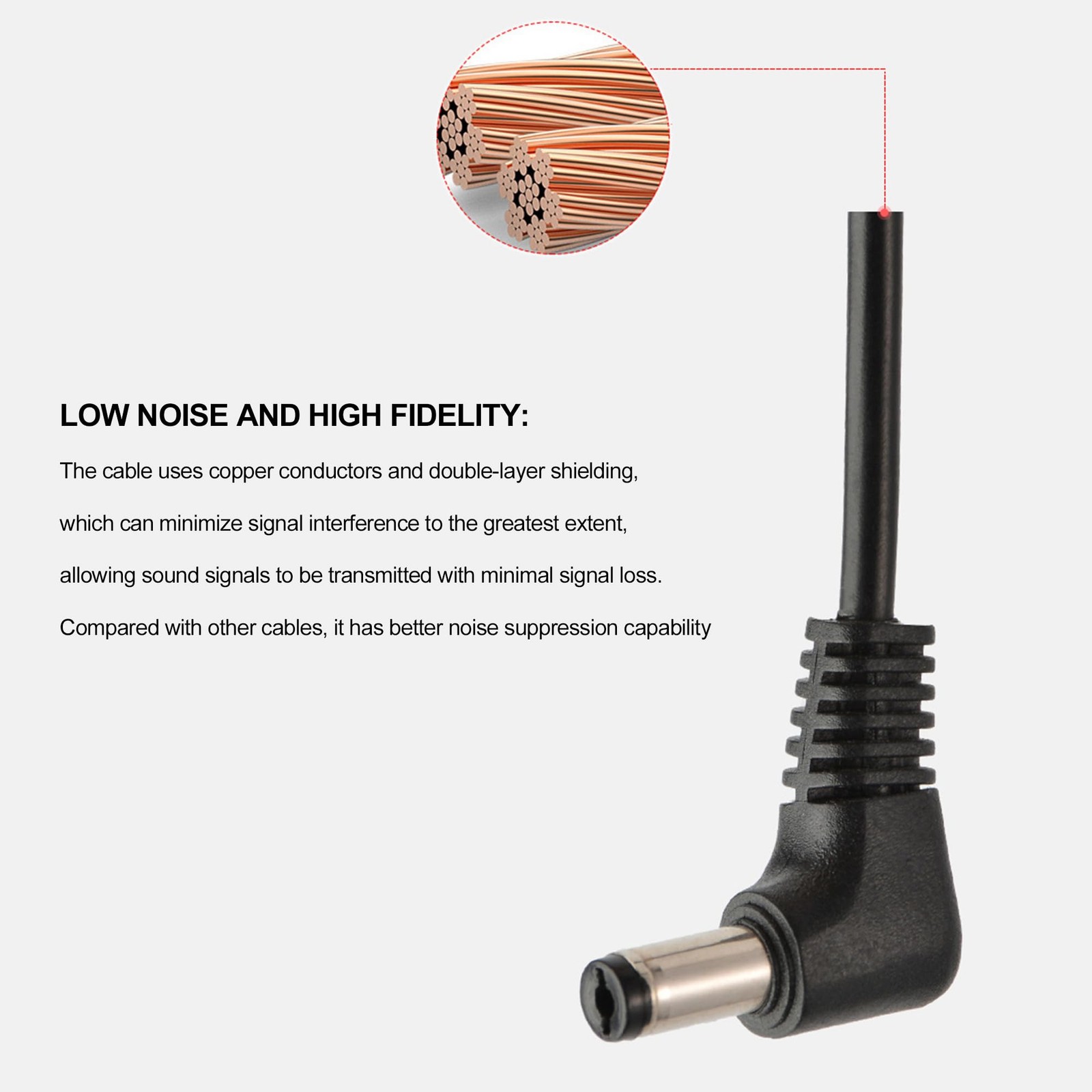 ID 2.1mm OD 5.5mm Cable Length 25cm DC Power Male Jack Plug Right Angle with …