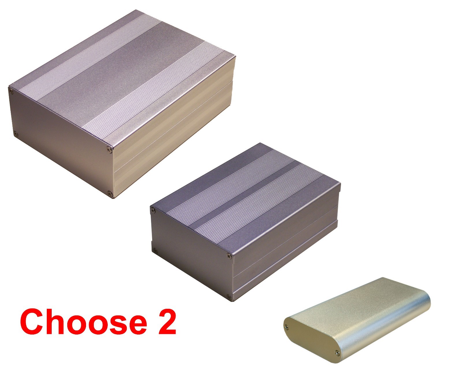 Aluminum Project Box Enclosure Case 21 Variations Black or Silver 2 PCS