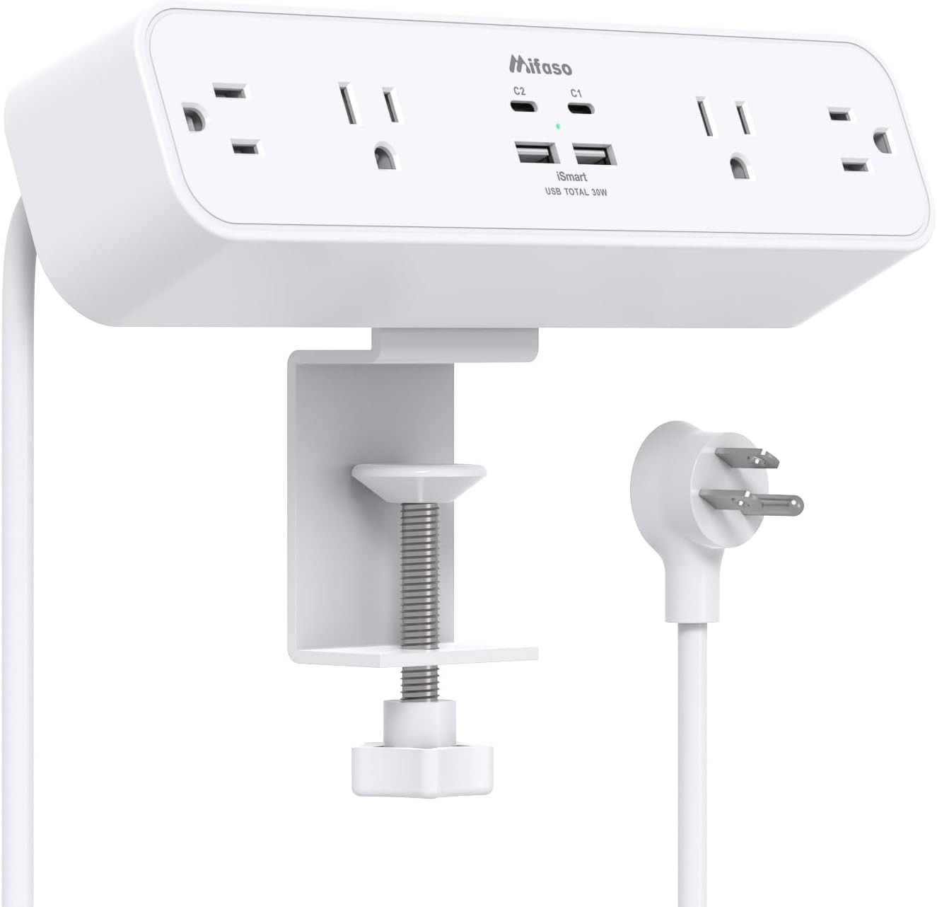 PD30W Desk Clamp Power Strip, Desktop Mount Surge Protector, Fast Charging Stati