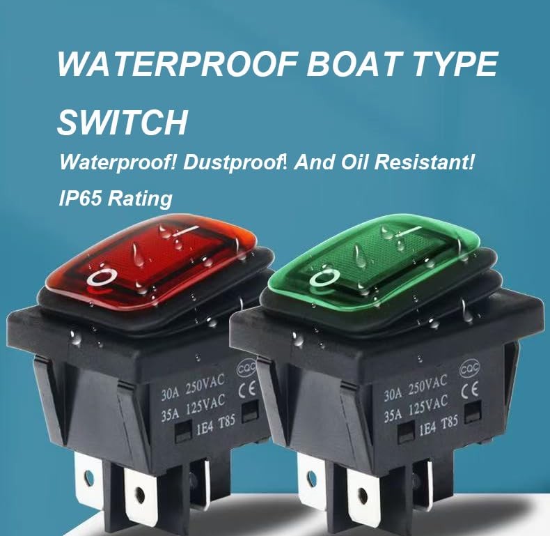 Ghsretore Pack of 2 30A Power Switch 125V/250V AC Boat Rocker Black