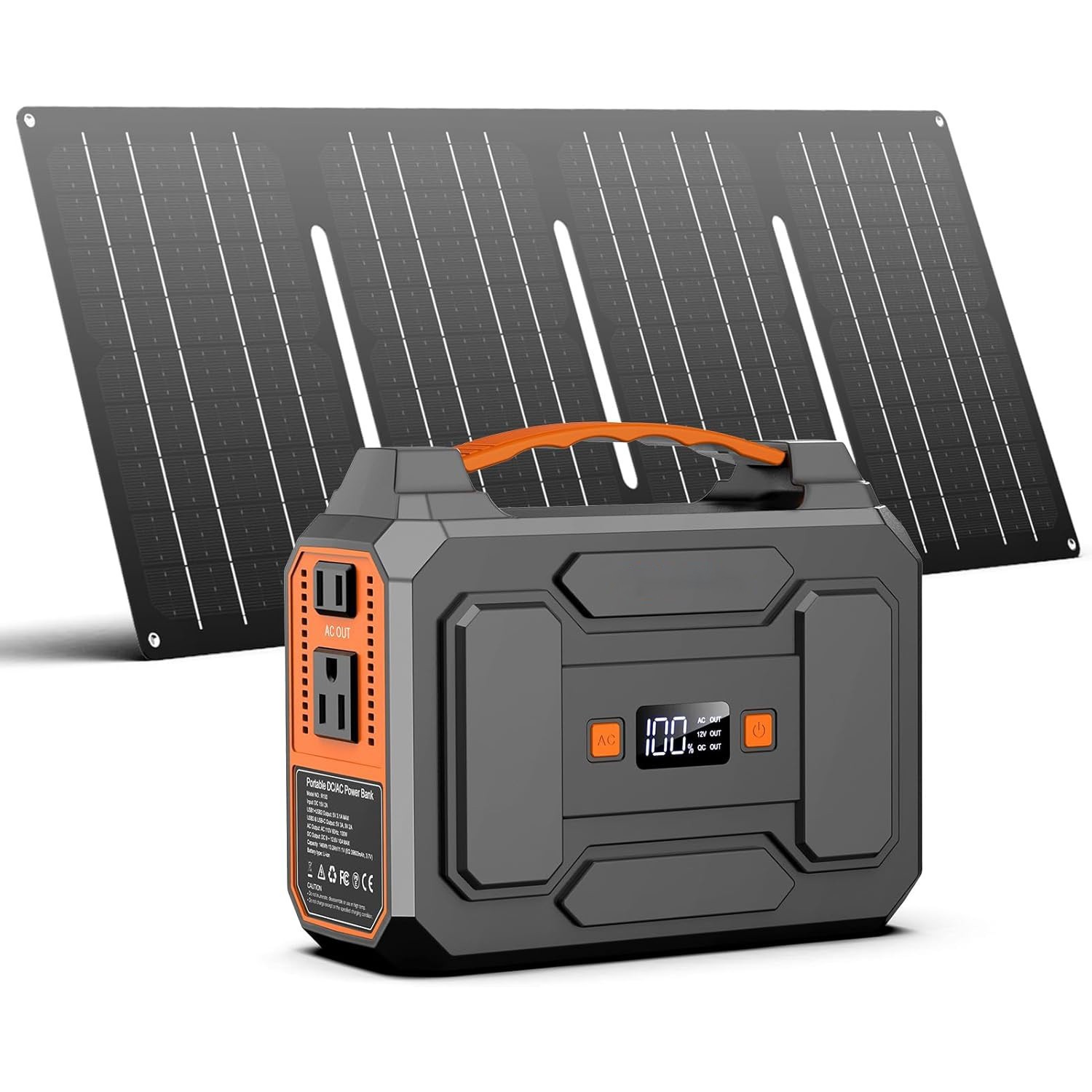 100W Portable Power Station Solar Generator & 40W Solar Panel for Camping Trip