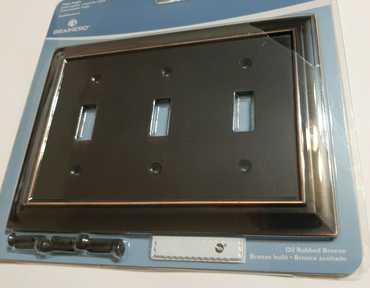 Brainerd Architectural Triple Toggle Oil Rubbed Bronze Wall Plate Lot of 3 NEW