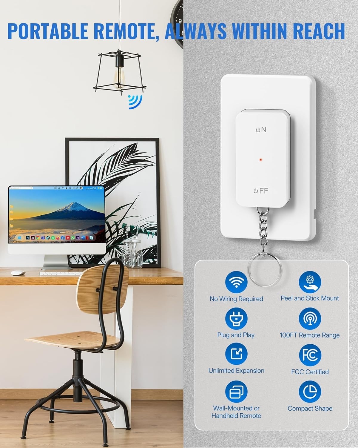Remote Control Outlet, WILAWELS Wireless Light Switch with Magnetic Base, On …