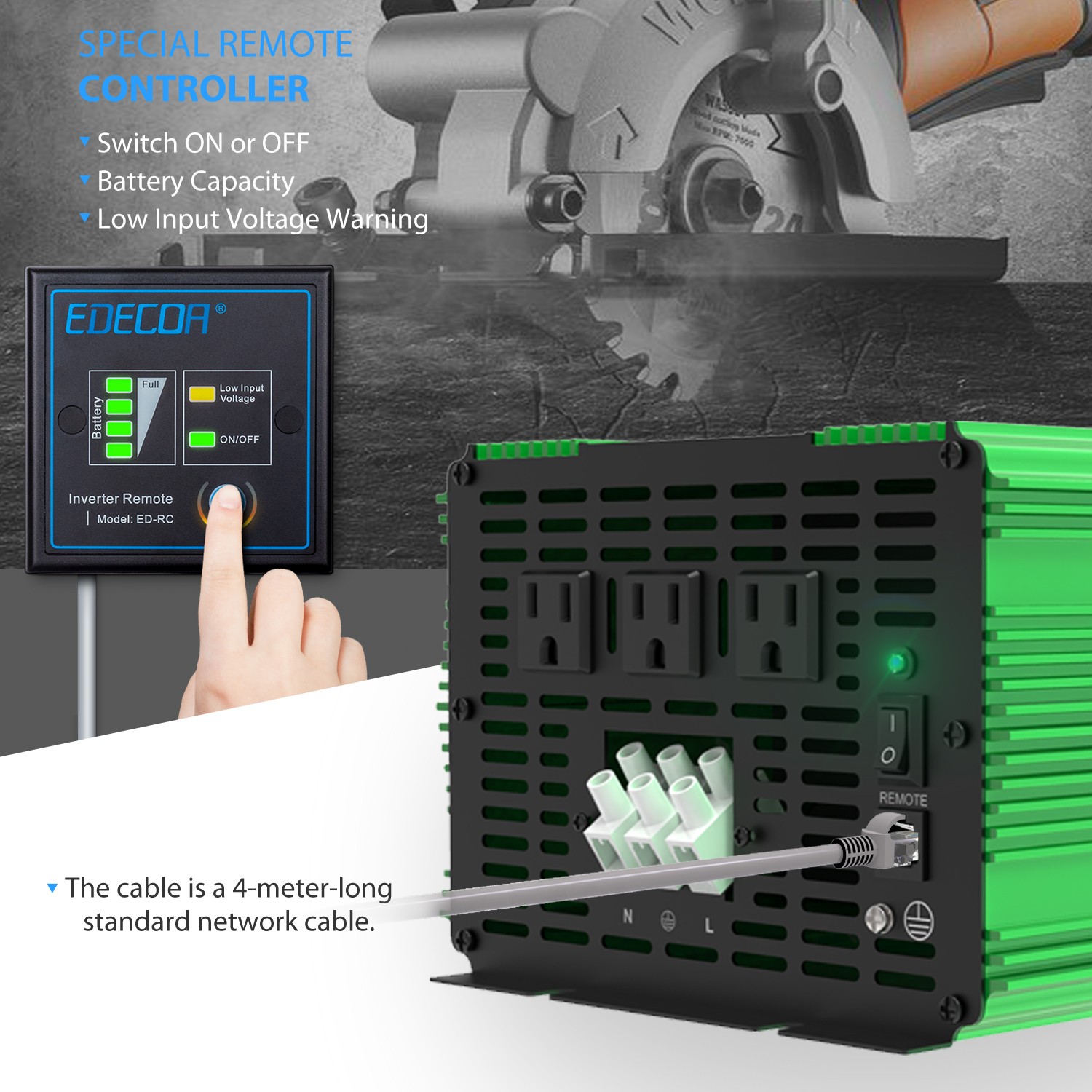 EDECOA 3000W Pure Sine Wave Power Inverter 12V 110V 120V Home Garden RV Solar