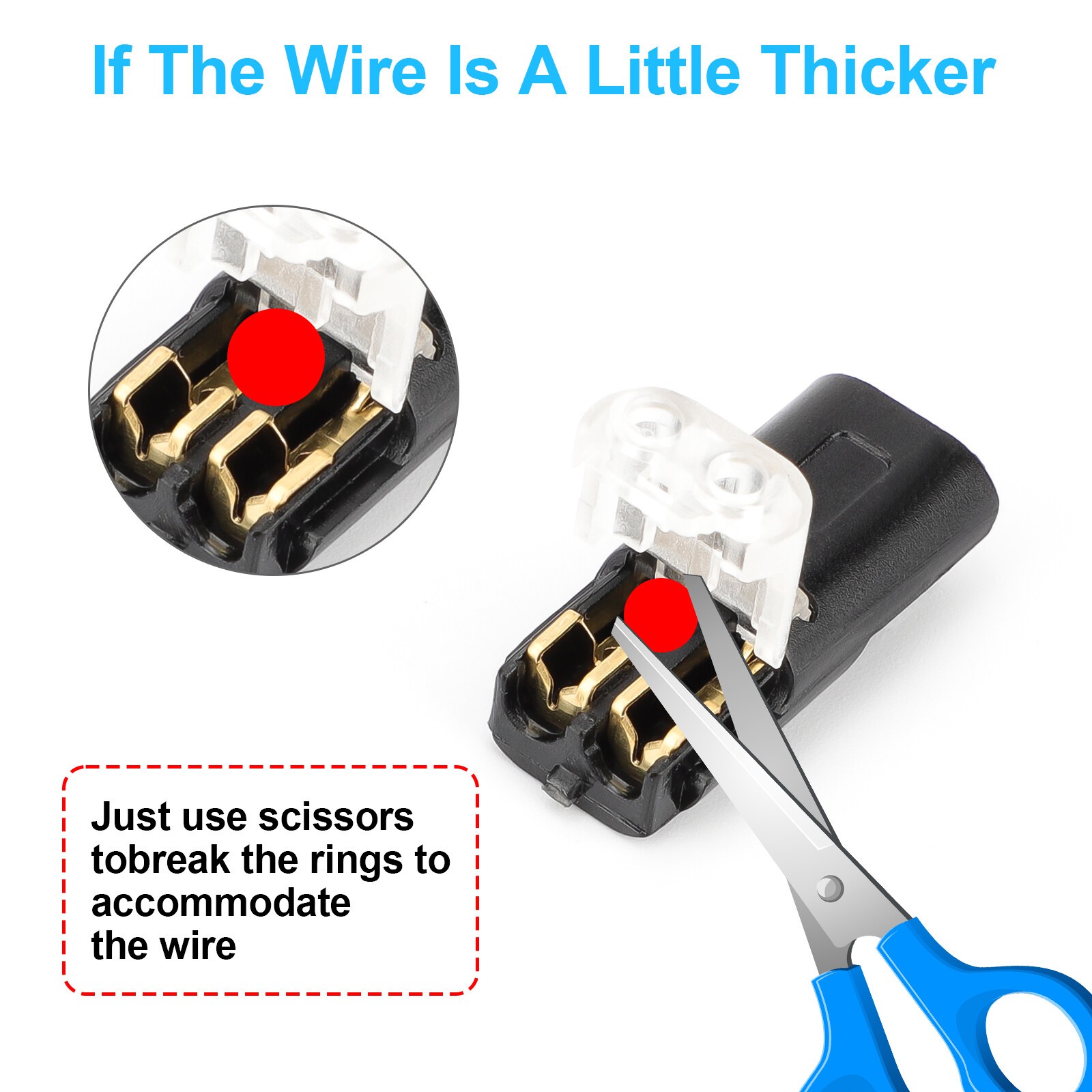 100 pcs Double-Wire Plug-in Connector,Cable Clamp with Locking Buckle, AWG 18-22