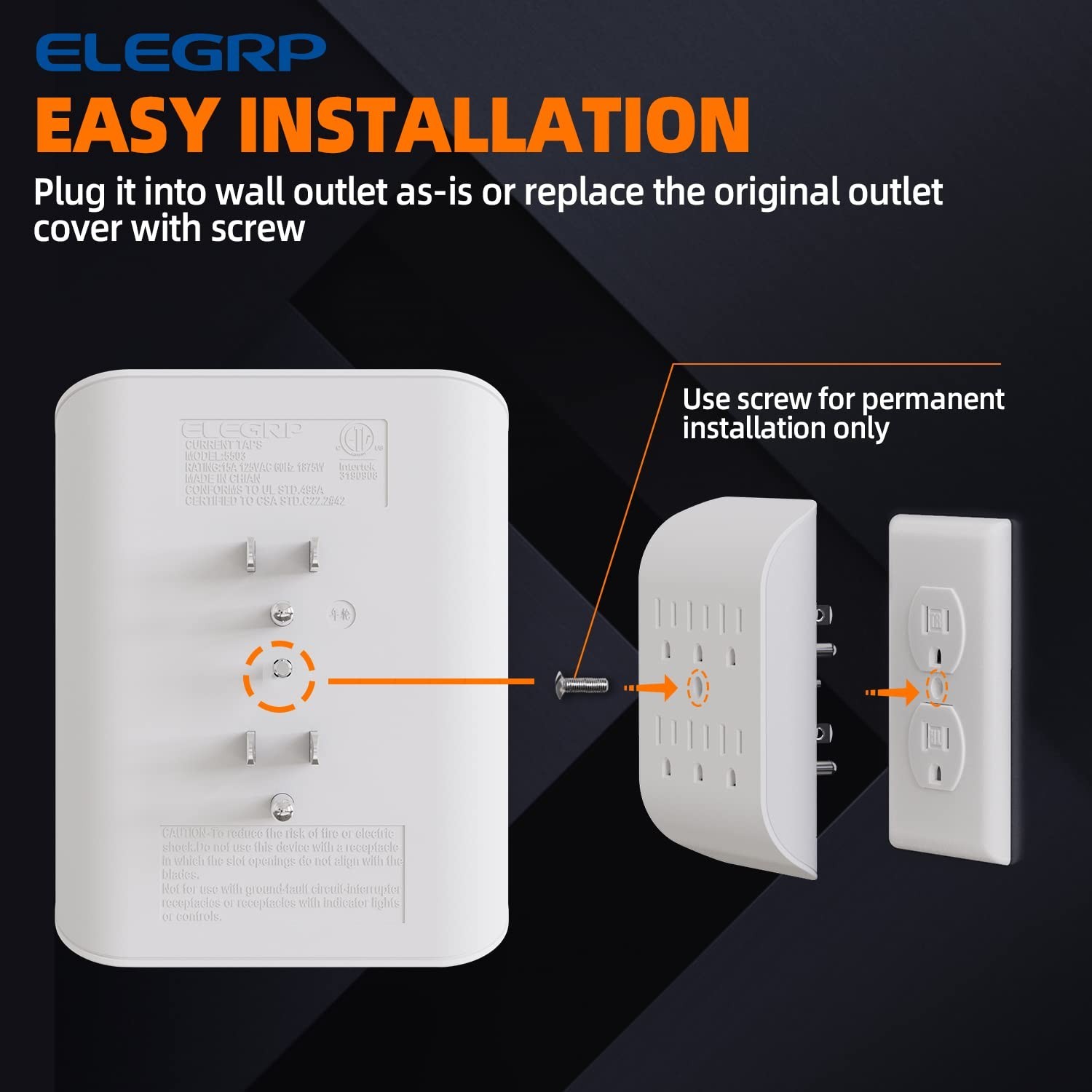 6-Outlet Extender with Central Anchor – Sleek, Safe & Space-Saving Solution