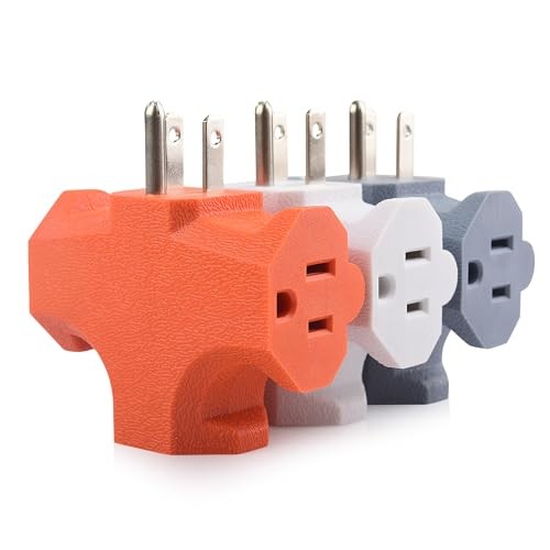 3 Way Plug Adapter 3 Prong Outlet Splitter 15A 1875W UL Listed 3 Pack