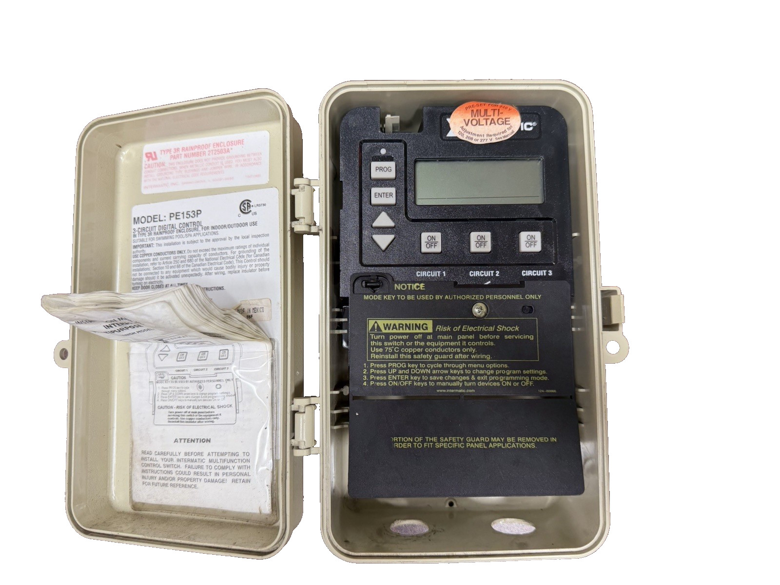 Intermatic PE153P Three Circuit Digital Time Switch Outdoor Case