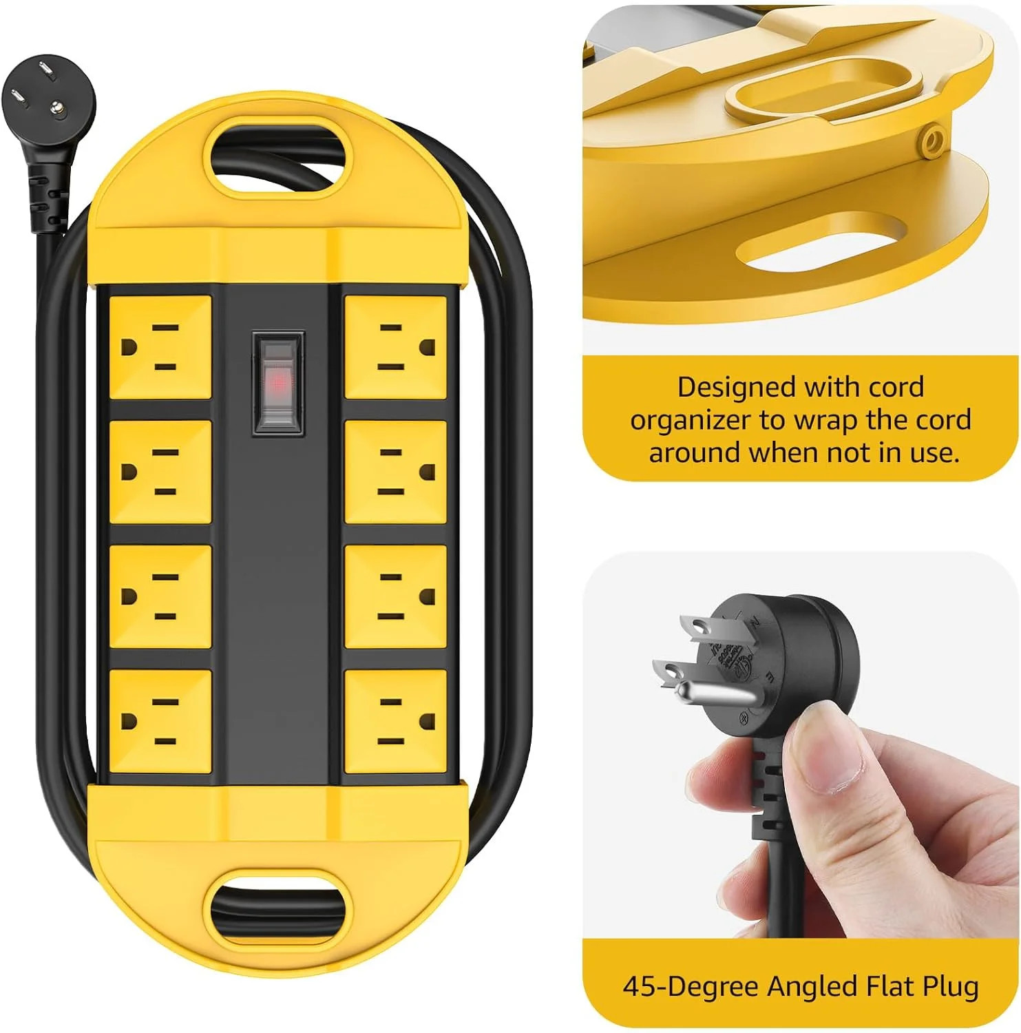 CCCEI Outdoor Power Strip Weatherproof with 8 Plug, Waterproof Extension Cord wi