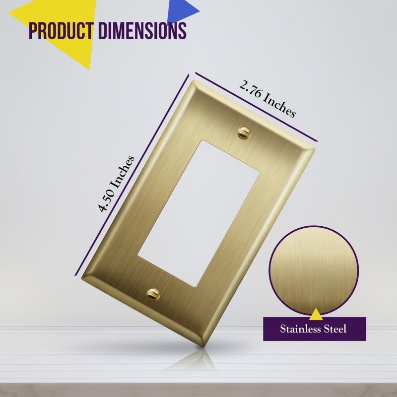 Decorator Switch/Outlet Metal Wall Plate Stainless Steel 201 Corrosion Resistant