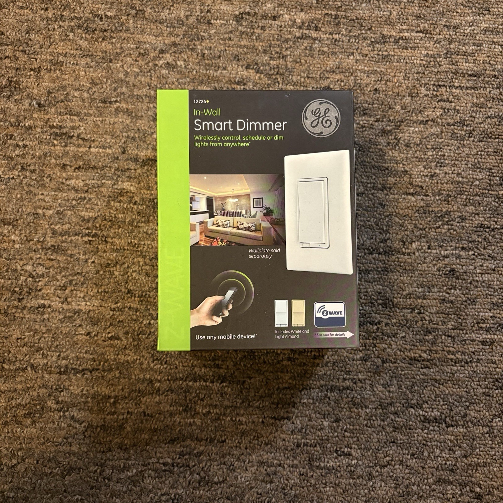 Smart Dimmer Switch GE Z-Wave Plus In-Wall ZW3005 App Control White/Light Almond