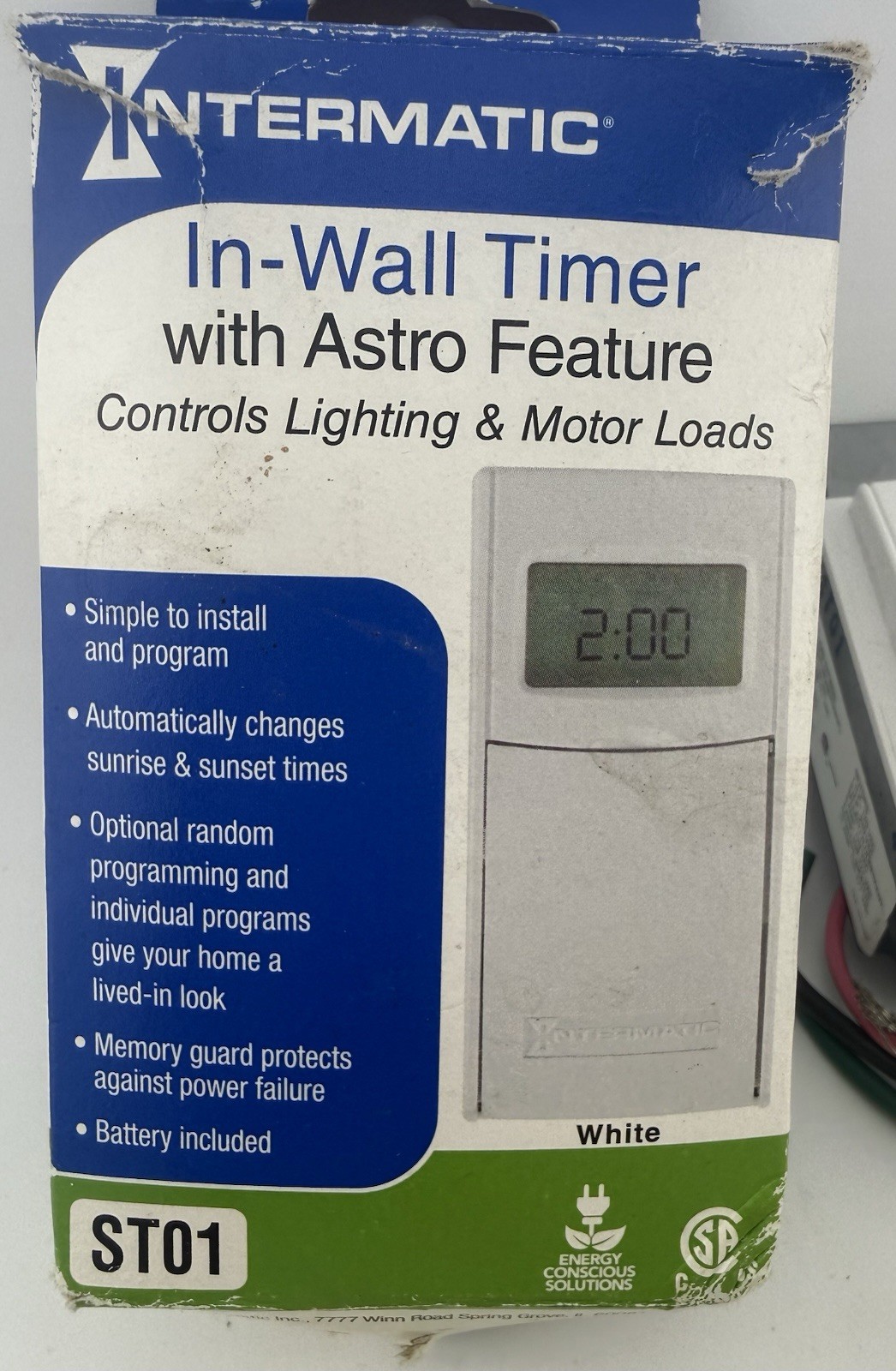 Intermatic ST01 Digital In-Wall Timer, White New-Old Stock
