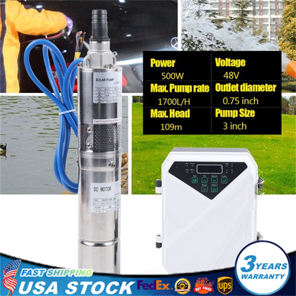 3″ DC 550W Deep Well Solar Water Pump Submersible Bore Pump MPPT Controller Kit