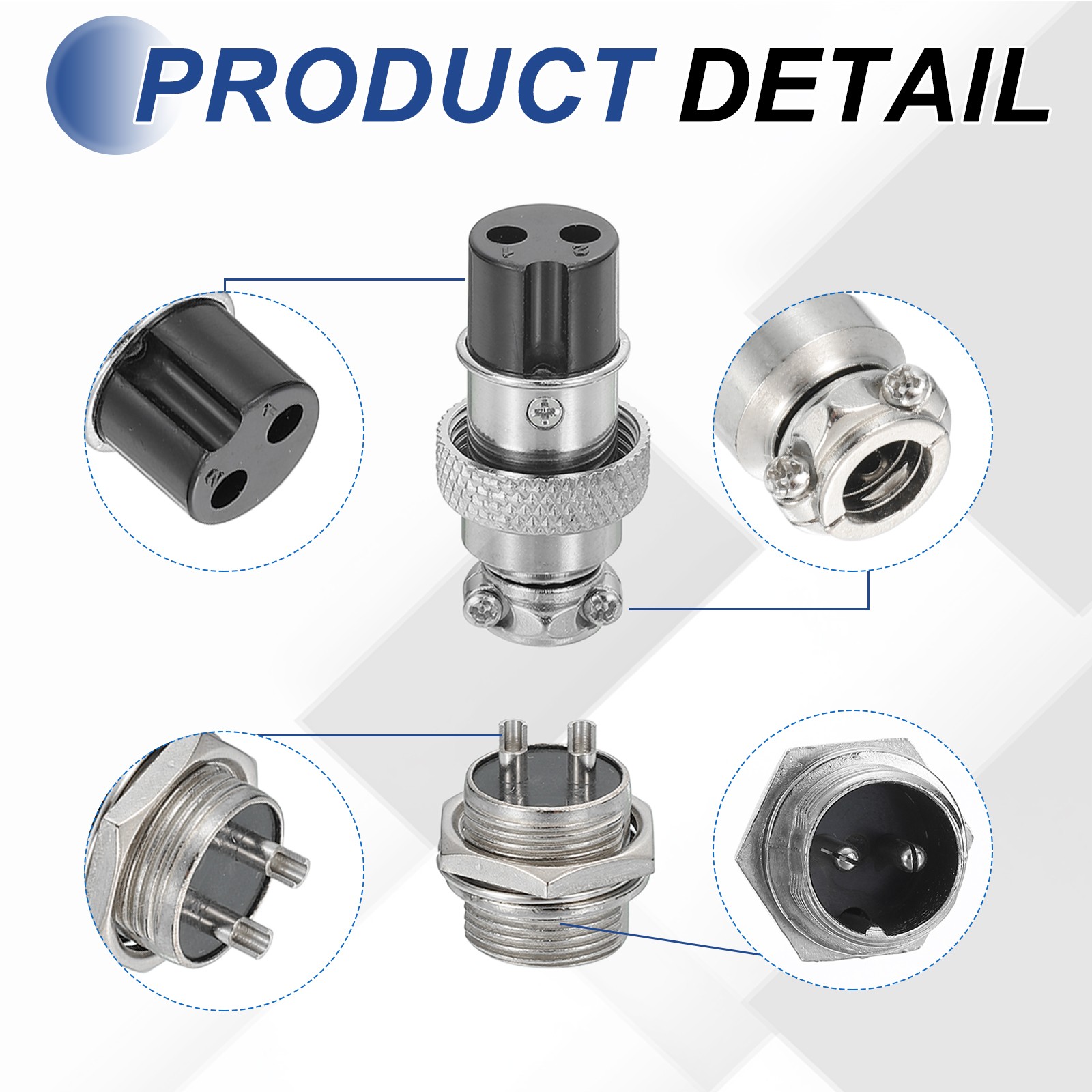 10Pcs 2 Pin Aviation Connector 250V 15A 16mm Metal Circular Connector Silver]