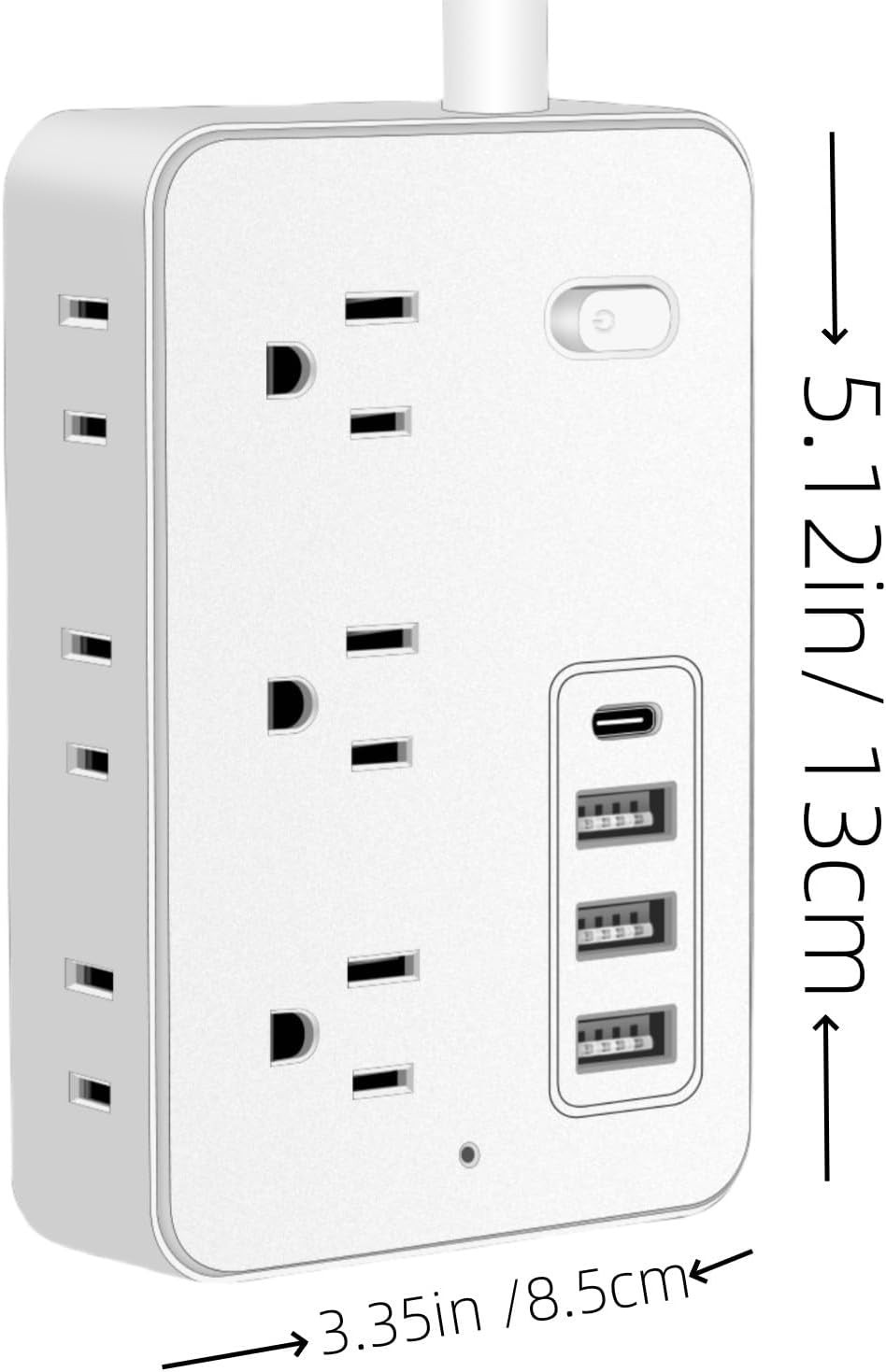 5FT Surge Protector Power Strip with 6 AC Outlets & 4 USB Ports – 1700 Joules