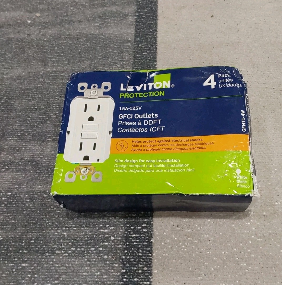 Leviton M22 GFNT1-4W 15A 125V GFCI Duplex Wall Outlet (4-Pack) White – NEW B3