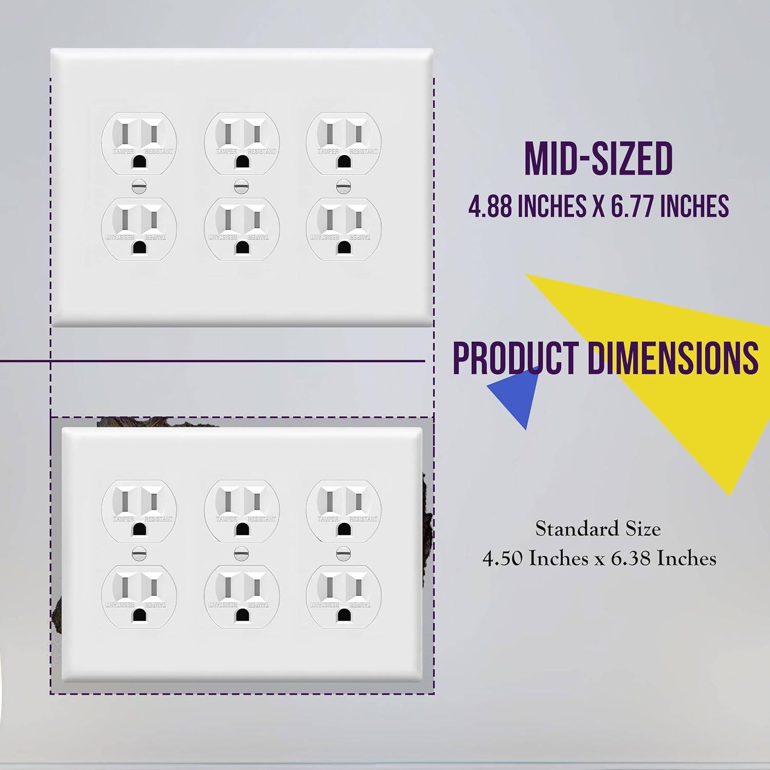 ENERLITES Duplex Receptacle Outlet Wall Plate, Gloss Finish, Midway Size 3-Gang
